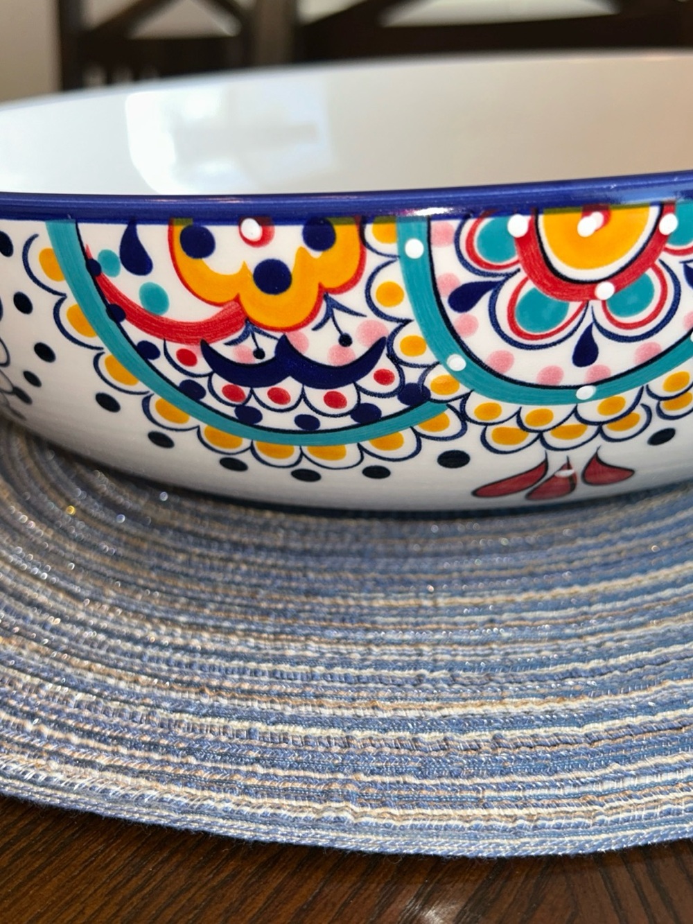 Dash of That - Ellie - Boho Style 11.75” Shallow Serving Bowl